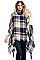 Pack of 6 Pcs Assorted Color Plaid Pattern Poncho