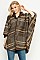 Hooded Plaid Pattern Poncho
