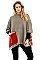 Pack of 6 Pcs Assorted Color Button and Pocket Accent Poncho