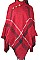 PACK OF (12 Pieces) ASSORTED COLOR Button Accent Plaid Pattern Poncho FM-BSF60009D