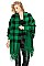 FANCY PLAID PATTERN TASSEL PONCHO