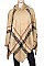 PACK OF (12 Pieces ) ASSORTED COLOR Fashionable Plaid Poncho with Hood FM-BSF60009A