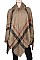 PACK OF (12 Pieces ) ASSORTED COLOR Fashionable Plaid Poncho with Hood FM-BSF60009A