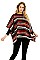 Pack of 12 MULTI TONE STRIPED PONCHO