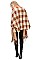 FANCY PLAID PATTERN TASSEL PONCHO