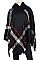 PACK OF (12 Pieces ) ASSORTED COLOR Fashionable Plaid Poncho with Hood FM-BSF60009A