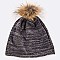 Raccoon Fur PomPom Cotton Blend Slouchy Beanie LA-EXP1003