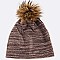 Raccoon Fur PomPom Cotton Blend Slouchy Beanie LA-EXP1003