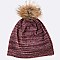 Raccoon Fur PomPom Cotton Blend Slouchy Beanie LA-EXP1003