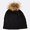 Raccoon PomPom Fur Cotton Slouchy Beanie LA-EXP1004