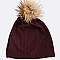 Raccoon PomPom Fur Cotton Slouchy Beanie LA-EXP1004