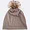 Raccoon PomPom Fur Cotton Slouchy Beanie LA-EXP1004