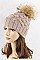 Pineapple Knit Beanie With Raccoon Fur Pompom LA-EXP1007