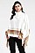 TURTLE NECK STRIPE WITH FRINGE PONCHO