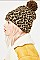 Pack of 12 Leopard Pompom Beanies