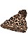 Pack of 12 Leopard Pompom Beanies