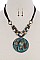 ROUND METAL PENDANT BEADED STATEMENT NECKLACE JY12-5425