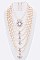 Mix Pearl Crystal Pendant Layer Statement Necklace Set
