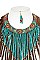 SUEDE AZTEC BEAD STATEMENT NECKLACE SET