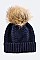 Chic Raccoon Fur Pom Pom Beanie