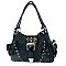 Flap Top Buckle Stoned Handbag