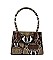 Trendy Round Top Handle Snake Print Handbag