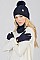 Pack of 12 DETACHABLE FUR POM-POM KNIT SWEATER HAT, INFINITY SCARF & GLOVES SET