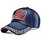 Crystal US Flag Embelished Denim Cap