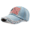 Crystal US Flag Embelished Denim Cap