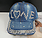 "Love-Heart" denim rhinestone cap