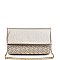 LUXURIOUS VEGAN LEATHER EMBER WOVEN POCKET METALLIC CLUTCH BAG JY16313M