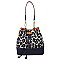 DRAW STRING LEOPARD PRINT BUCKET BAG