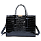 Croc Alligator Patent Brief Satchel Bag