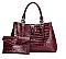 2 IN 1 CROC SKIN PATTERN SATCHEL WALLET SET