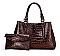 2 IN 1 CROC SKIN PATTERN SATCHEL WALLET SET