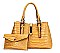 2 IN 1 CROC SKIN PATTERN SATCHEL WALLET SET