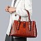 2 IN 1 CROC SKIN PATTERN SATCHEL WALLET SET