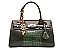 Crocodile Padlock Scarfed Handle Satchel Handbag