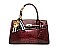 Crocodile Padlock Scarfed Handle Satchel Handbag