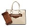 2 in 1 Crocodile Accent Satchel With Wallet