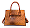 Ostrich Embossed Padlock Satchel