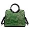 Crocodile Patent Circle Handle Satchel
