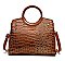 Crocodile Patent Circle Handle Satchel