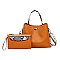 2 IN 1 SMOOTH TEXTURED SATCHEL CLUTCH SET