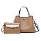 2 IN 1 SMOOTH TEXTURED SATCHEL CLUTCH SET