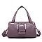 Buckle Accent Multi Compartment Satchel Bag