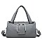 Buckle Accent Multi Compartment Satchel Bag