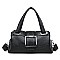 Buckle Accent Multi Compartment Satchel Bag