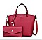 Stylish 2 In 1 Smooth Leather Satchel Clutch Set