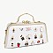 3D CHARM ACCENTED Design Metal Frame Satchel